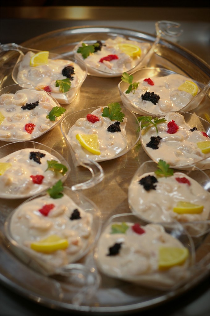 Rákkoktél, kaviár díszítéssel