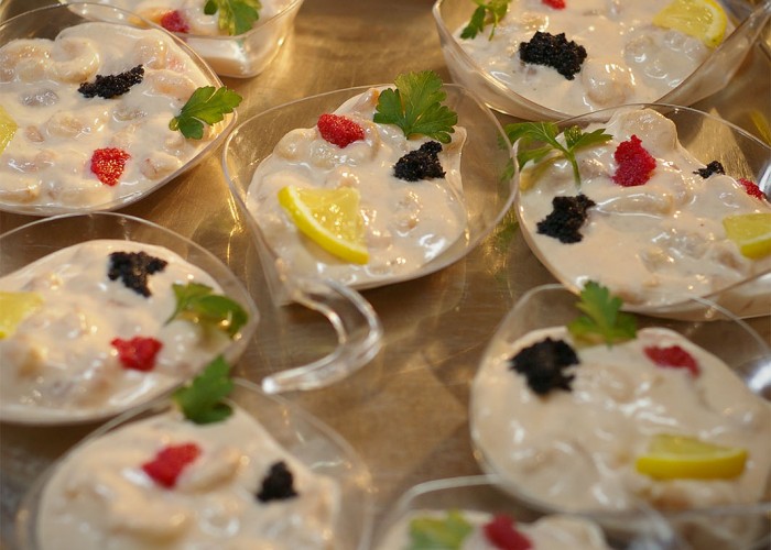 Rákkoktél, kaviár díszítéssel