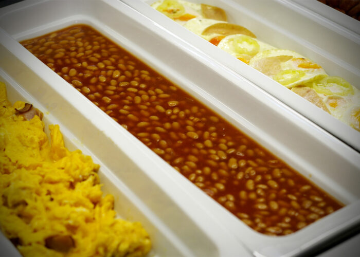 Xavin Hotel Harkány, meleg reggeli, paradicsomos bab