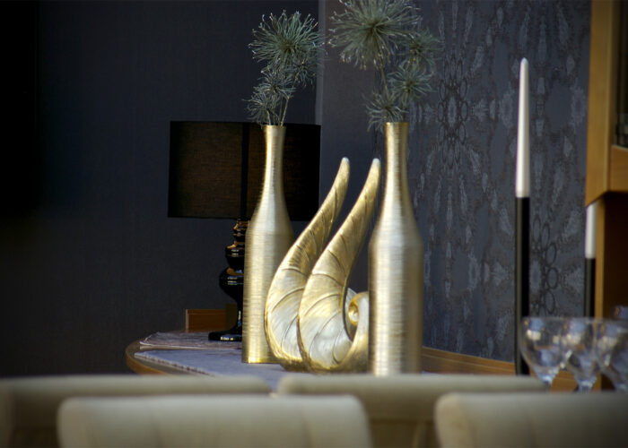 Xavin Hotel Harkány télikert, arany dekor szett a bútorzaton