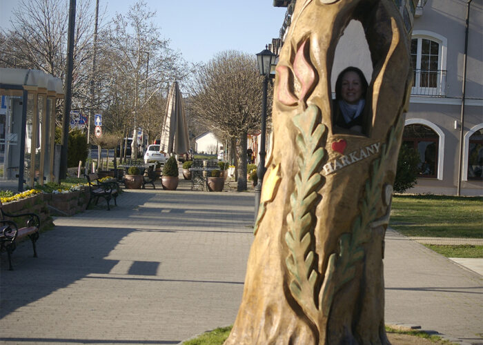 Vésett szelfi pont a Kossuth Lajos és Bartók Béla u. sarkán található parkban