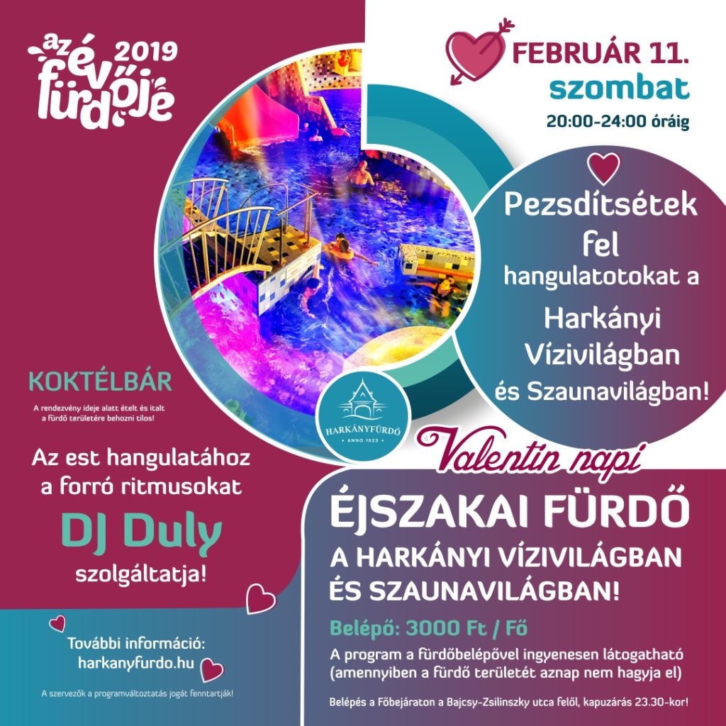 Éjszakai fürdőzés Harkányban, 2023. február 11-én, plakát