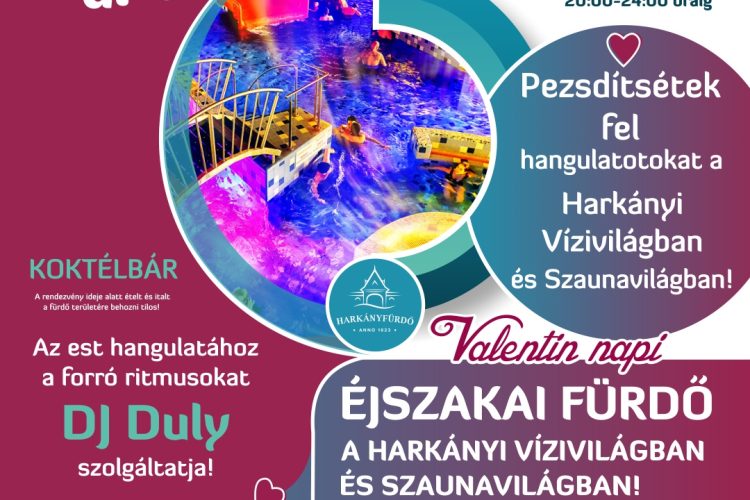 Éjszakai fürdőzés Harkányban, 2023. február 11-én, plakát