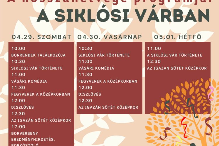 Május elsejei hosszúhétvége a Siklósi Várban - plakát