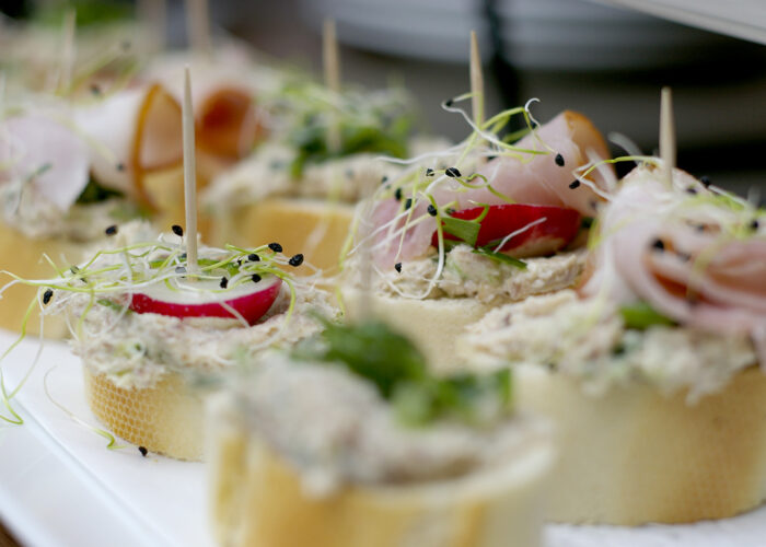 Xavin Snack and Champagne Party - csírával és retekkel díszített falatkák