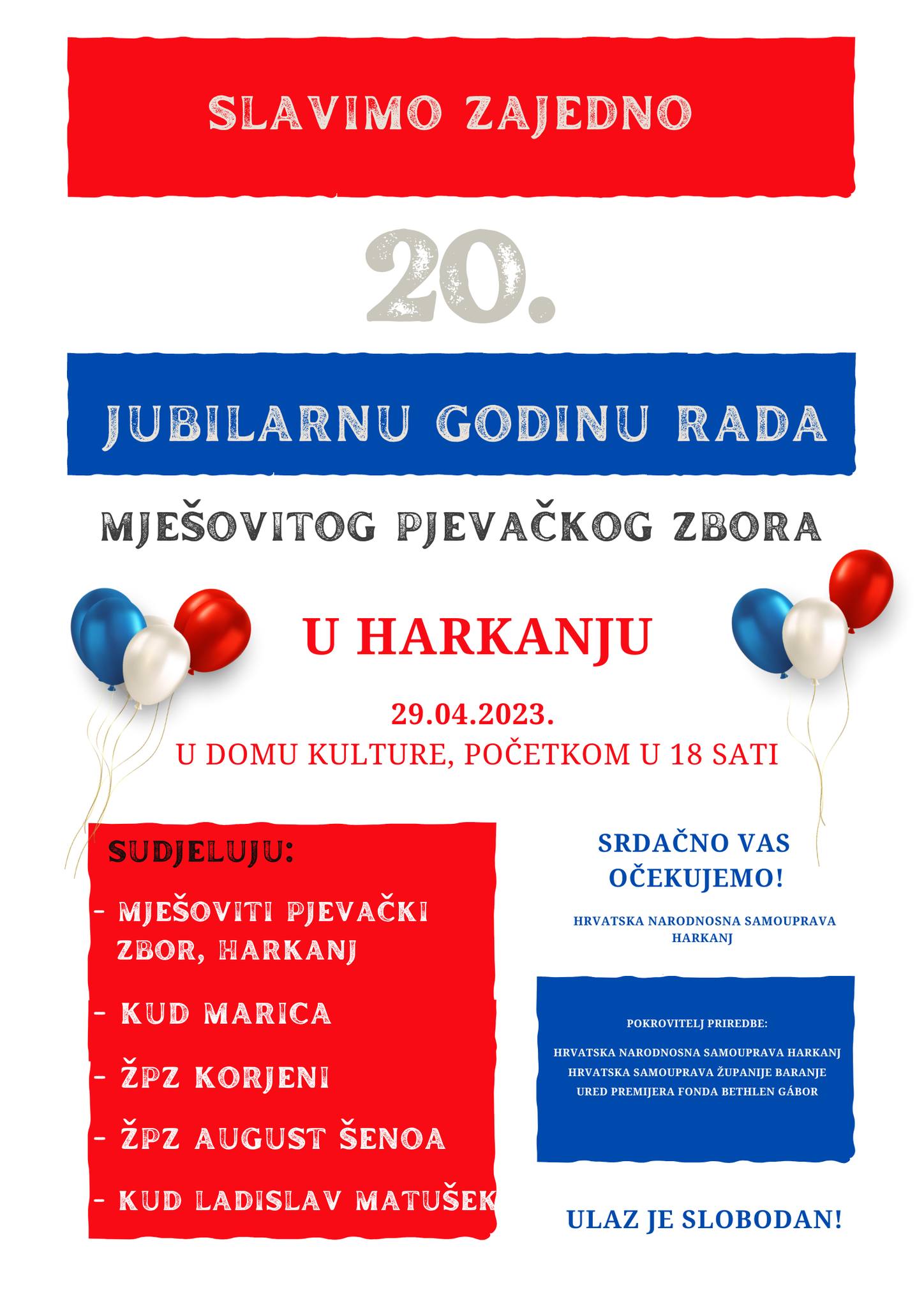 Harkányi Horvát Vegyes Kórus fellépésének plakátja