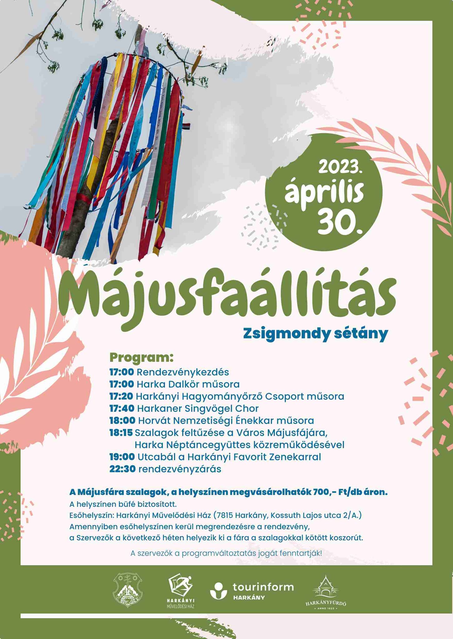 Májusfa állítás és utcabál Harkányban! - plakát