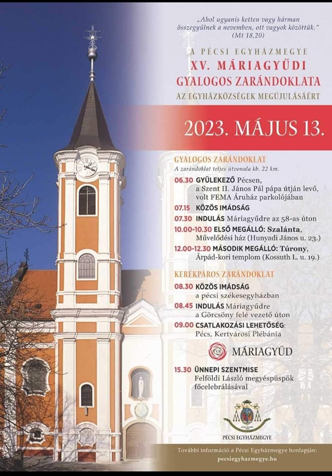 XV. máriagyűdi zarándoklat plakátja 2023
