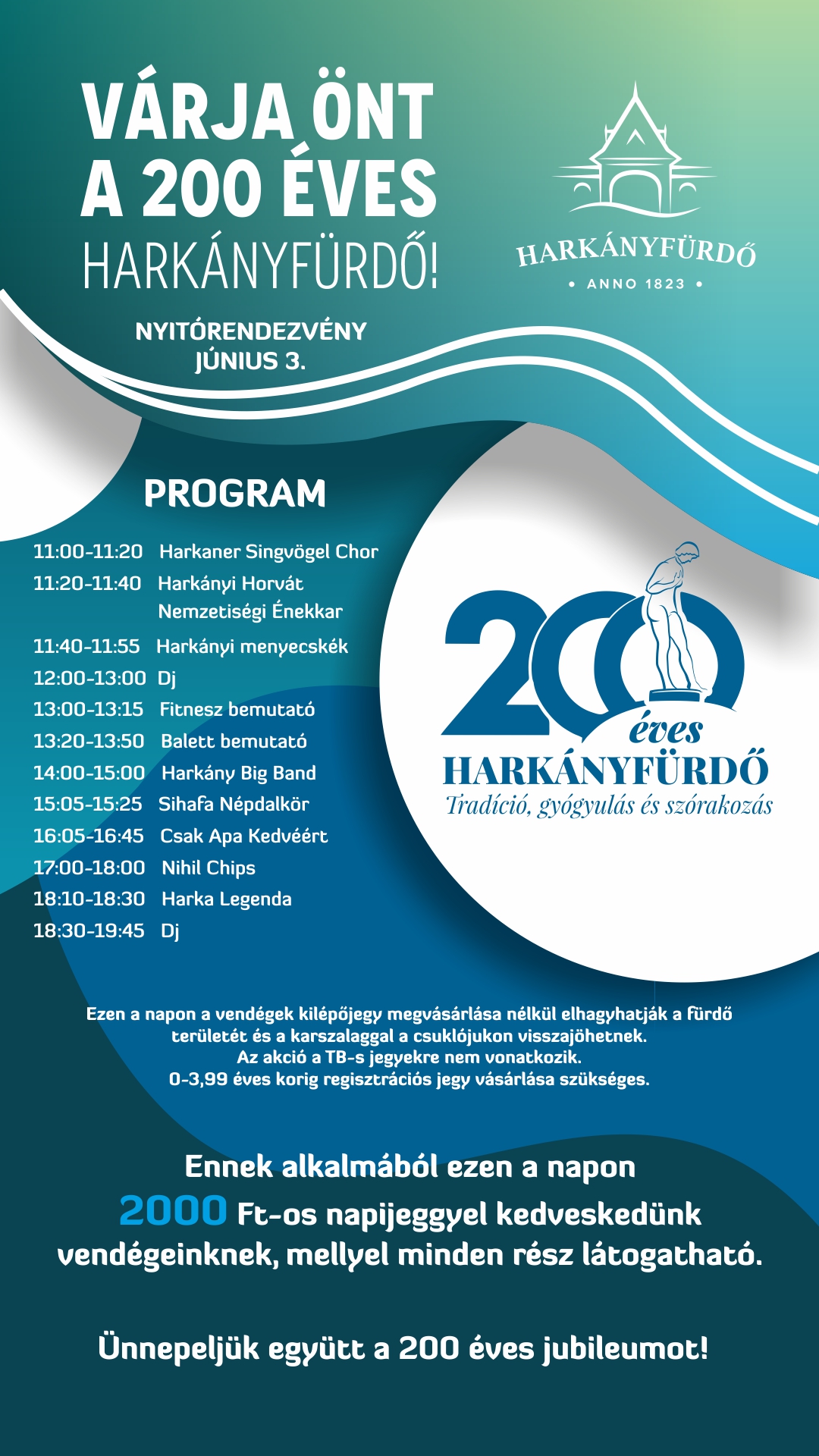 200 éves a Harkányi Gyógyfürdő - nyitó esemény - plakát