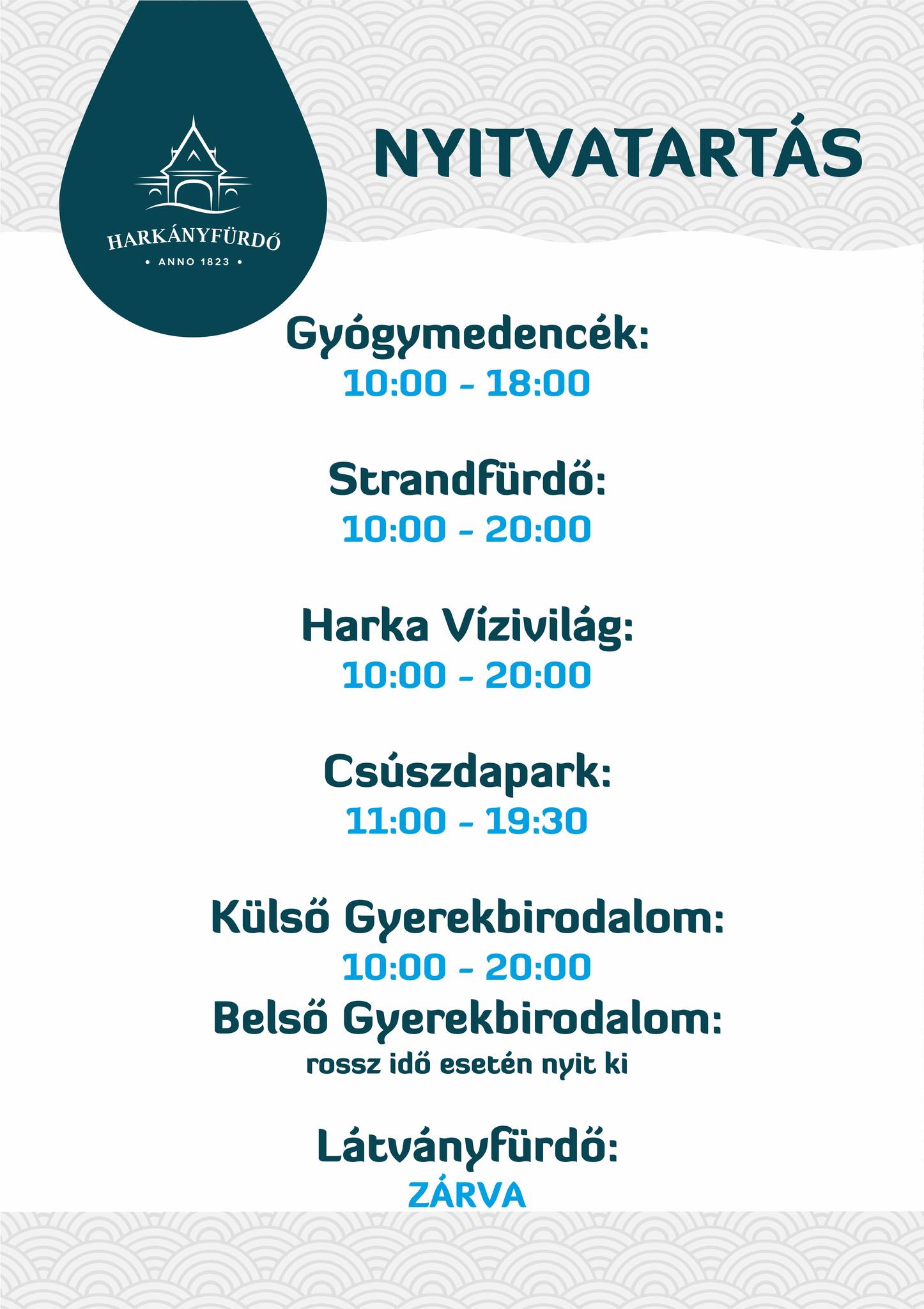Harkányi Gyógyfürdő és strand nyitvatartás 2023