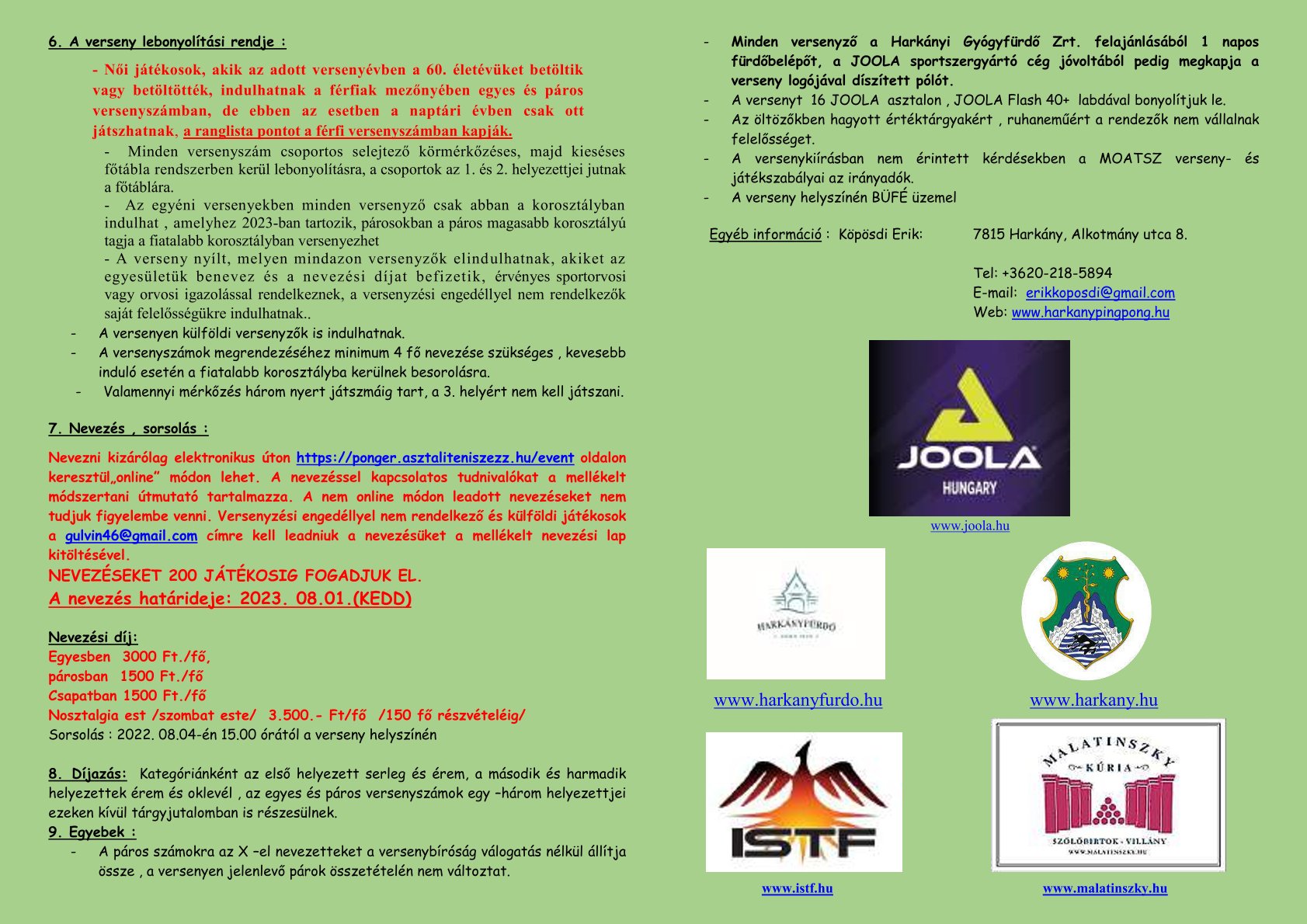 Harkány Veterán Asztalitenisz Kupa 2023