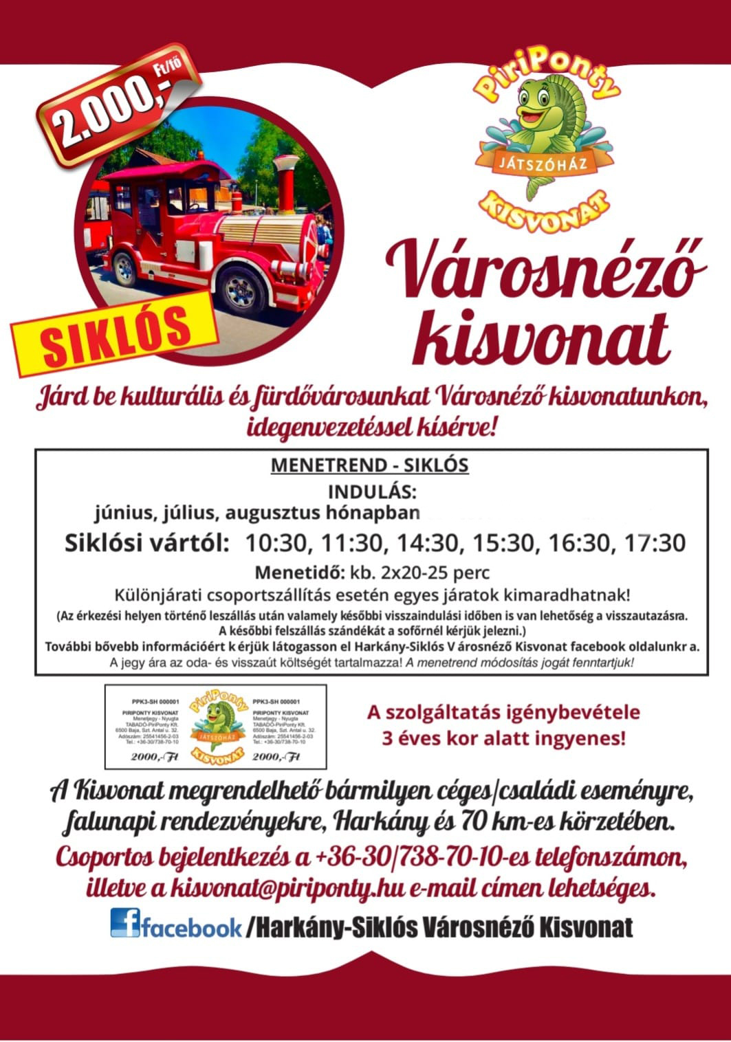 Városnéző kisvonat Harkány 2023 - plakát