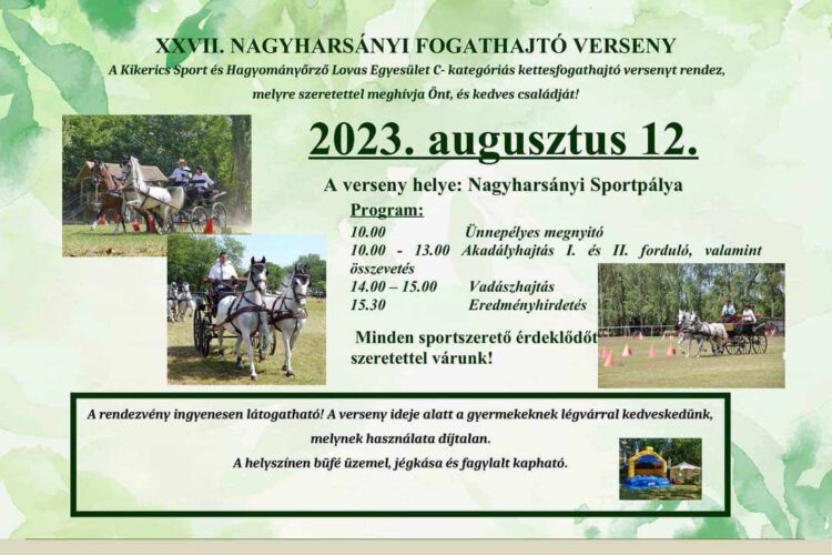 Fogathajtó verseny Nagyharsány, 2023 - plakát