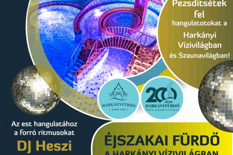 Éjszakai fürdőzés Harkányban hatalmas lézershow-val, 2023.11.04-én, szombaton - plakát