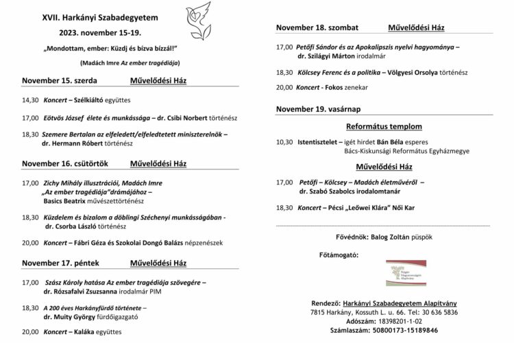 Harkányi Szabadegyetem 2023 - plakát