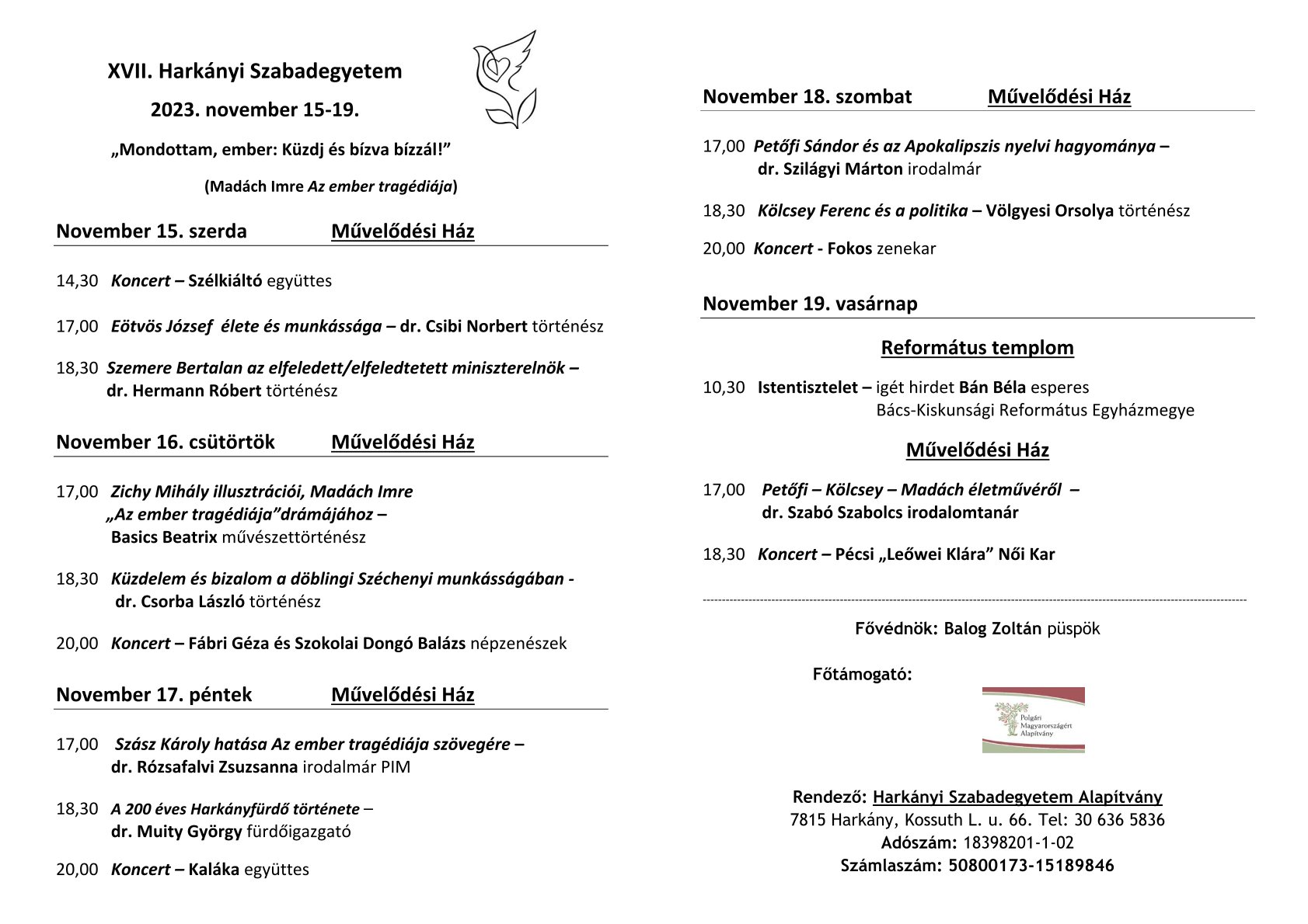 Harkányi Szabadegyetem 2023 - plakát
