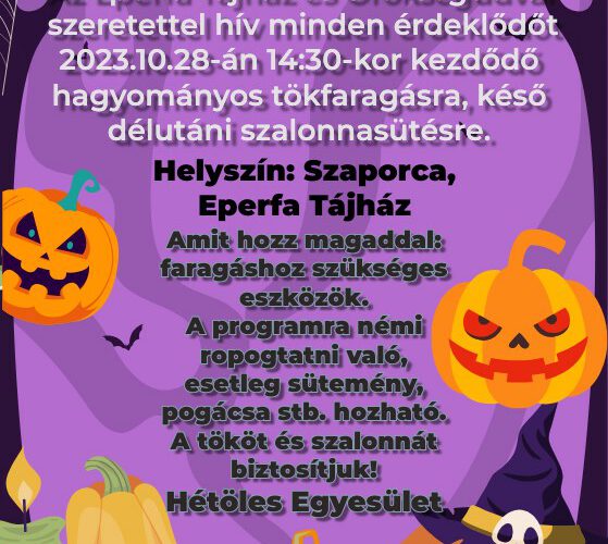 Tökfaragás hagyományosan az ormánsági Eperfa Tájházban - 2023 - plakát