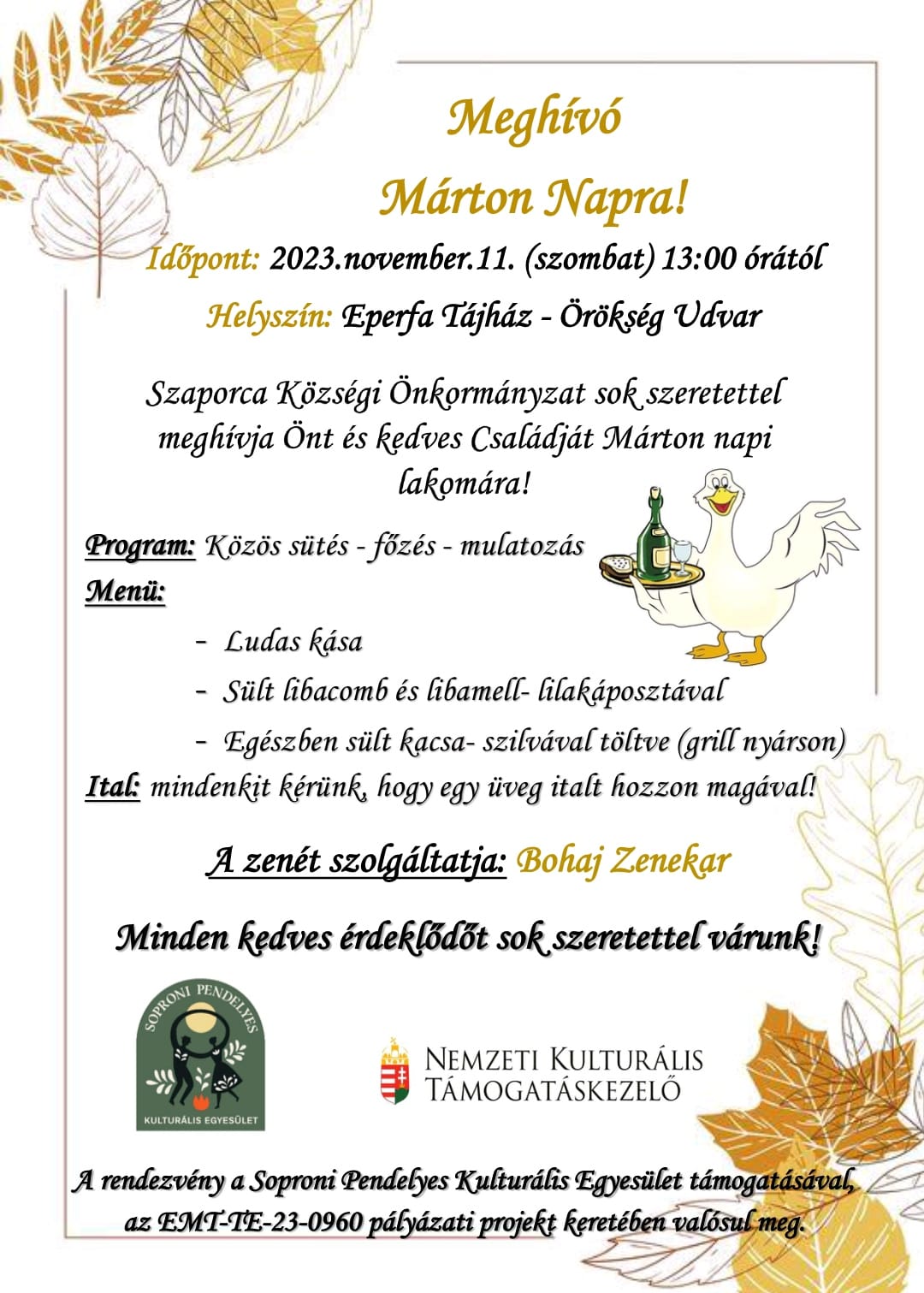 Márton-nap az Ormánságban, az Eperfa Tájházban - 2023.11.11. - plakát