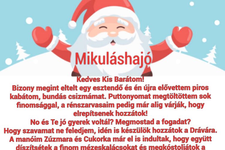 Setahajózas a Drávan a Mikulással - 2023 - plakát