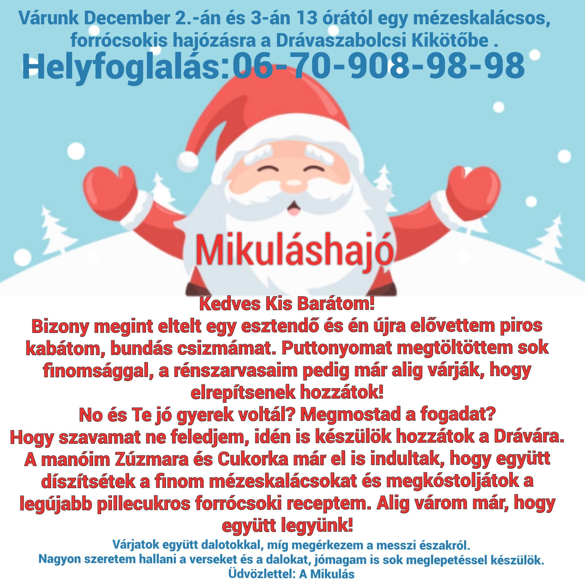 Setahajózas a Drávan a Mikulással - 2023 - plakát