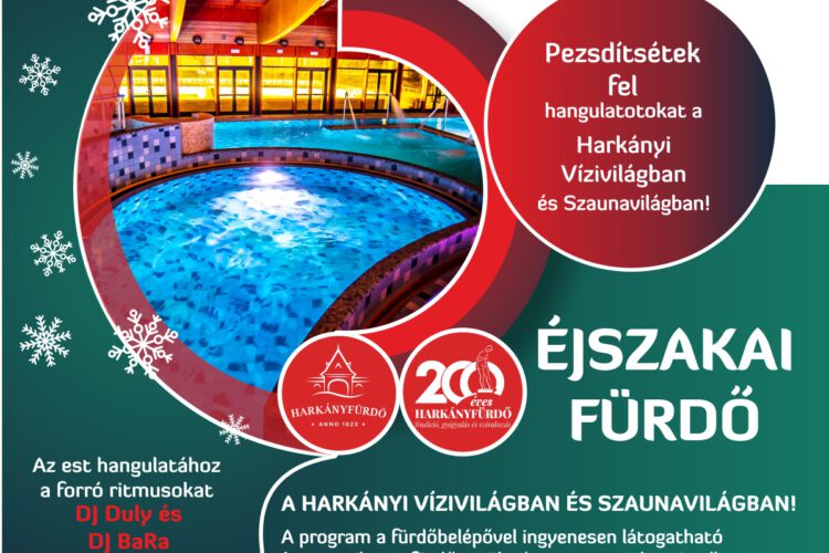 Éjszakai fürdő Harkányban, 2023.12.09-én szombaton - plakát