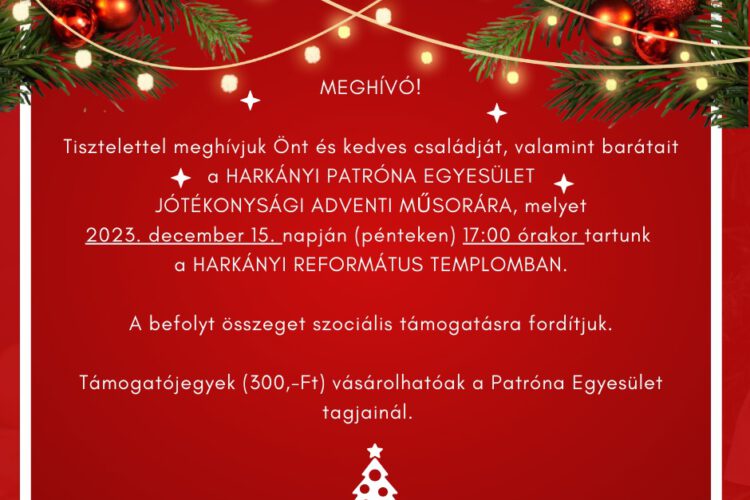 Jótékonysági koncert Harkányban 2023 - plakát