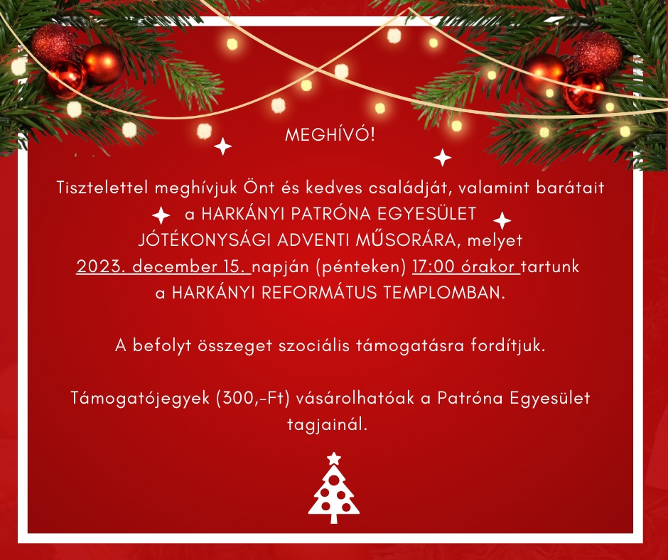 Jótékonysági koncert Harkányban 2023 - plakát