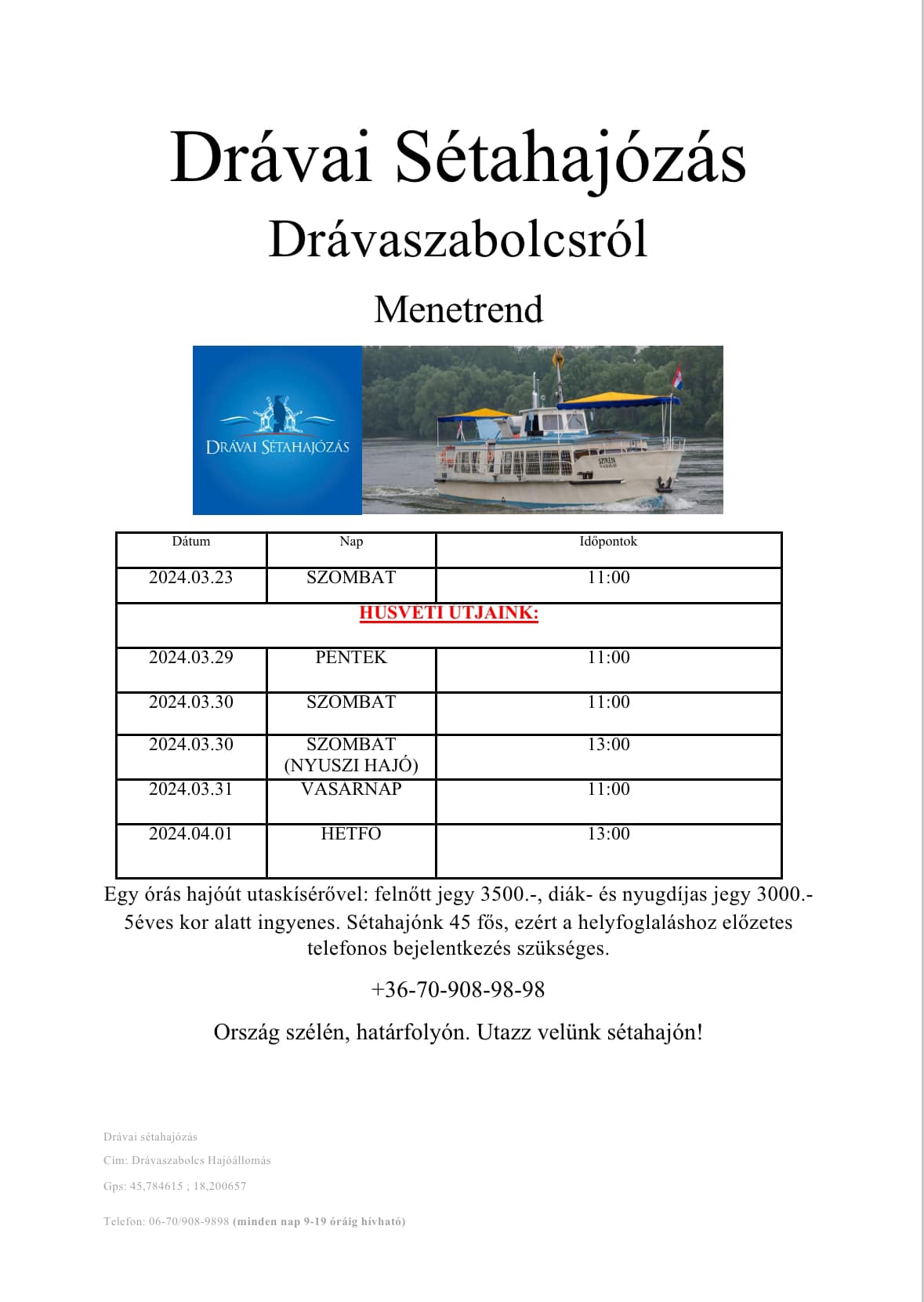 Drávai Sétahajózás 2024.03.