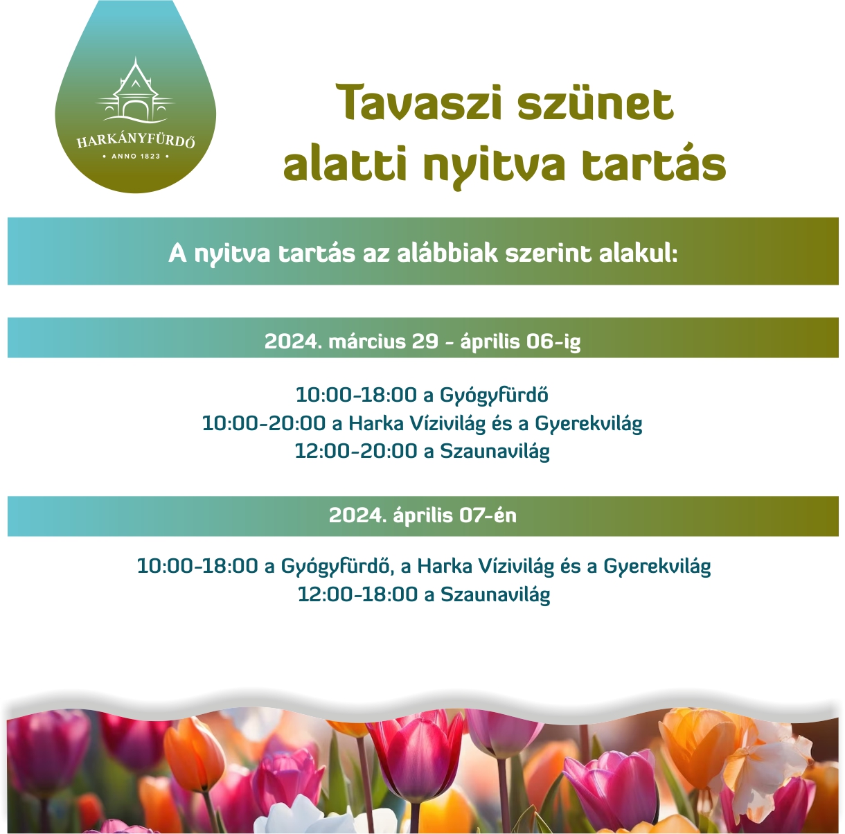 Harkányi Gyógyfürdő nyitvatartás 2024. március - április