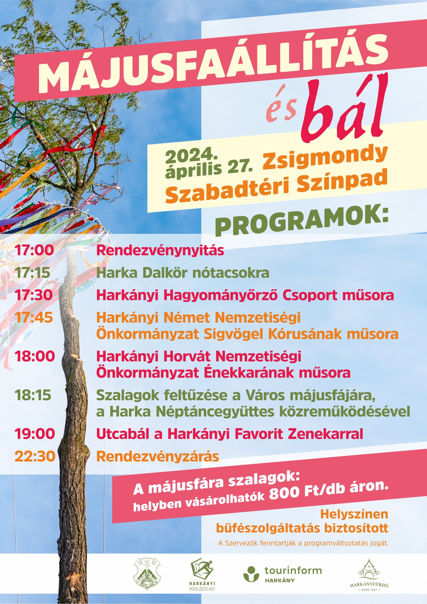 Májusfa állítás Harkányban - 2024