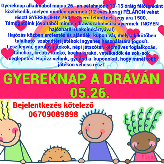 Gyermeknap a Dráván - 2024 - Drávai Sétahajózás és egyéb programok
