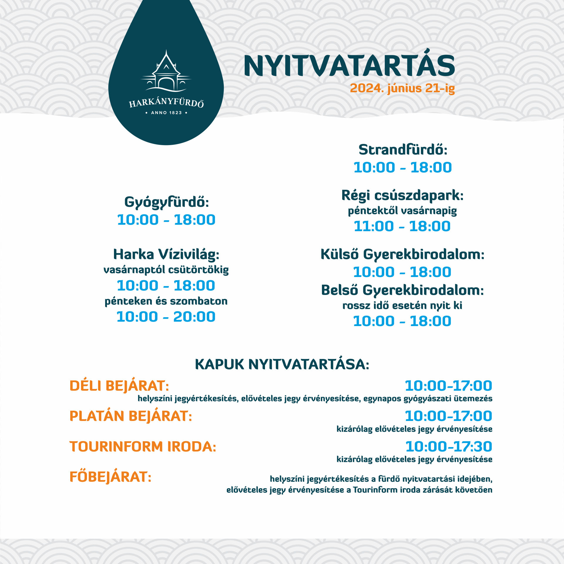 Harkányi strand és gyógyfürdő nyitvatartás 2024.06.21-ig