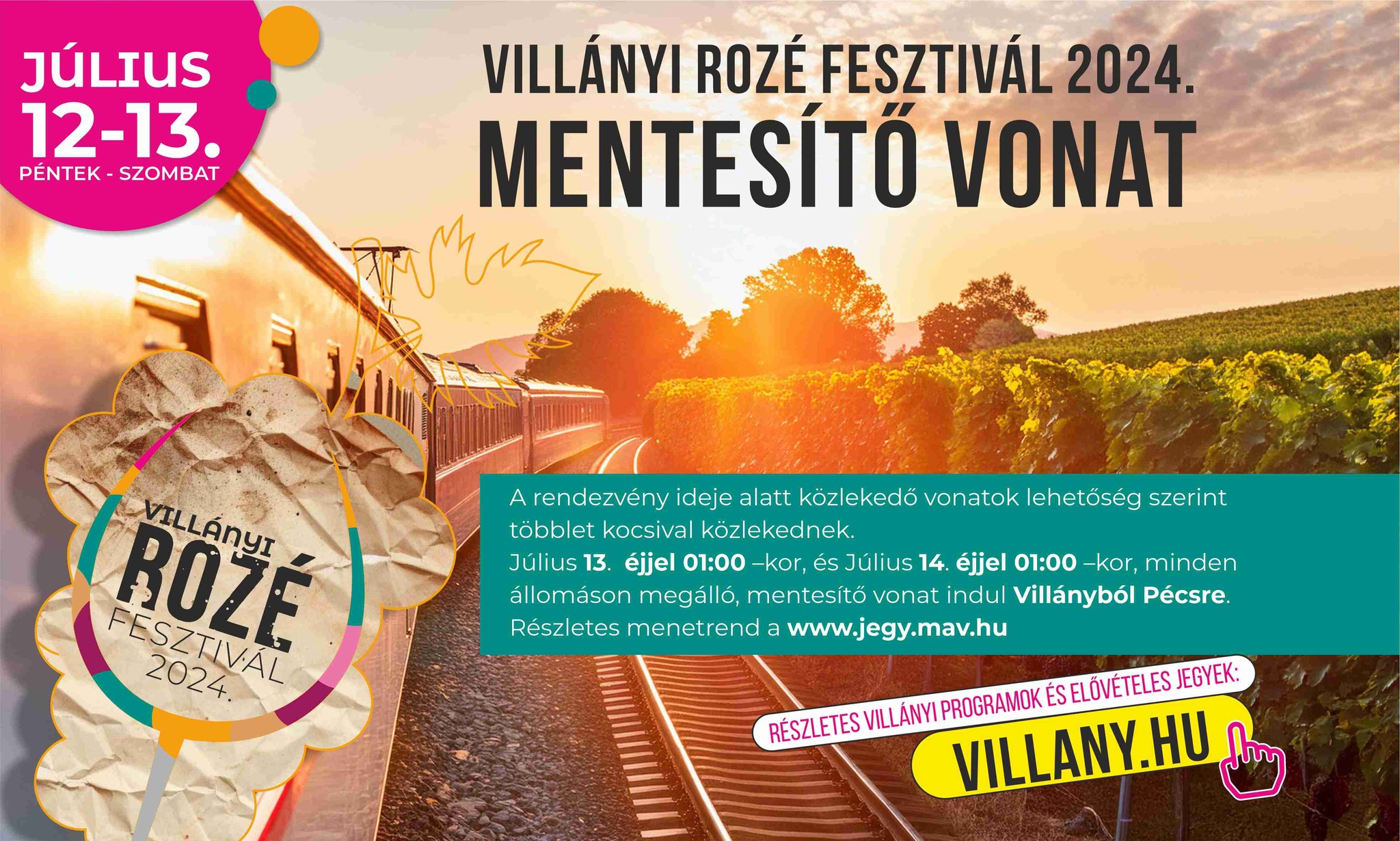 Rozé Fesztivál 2024 - mentesítő vonatok