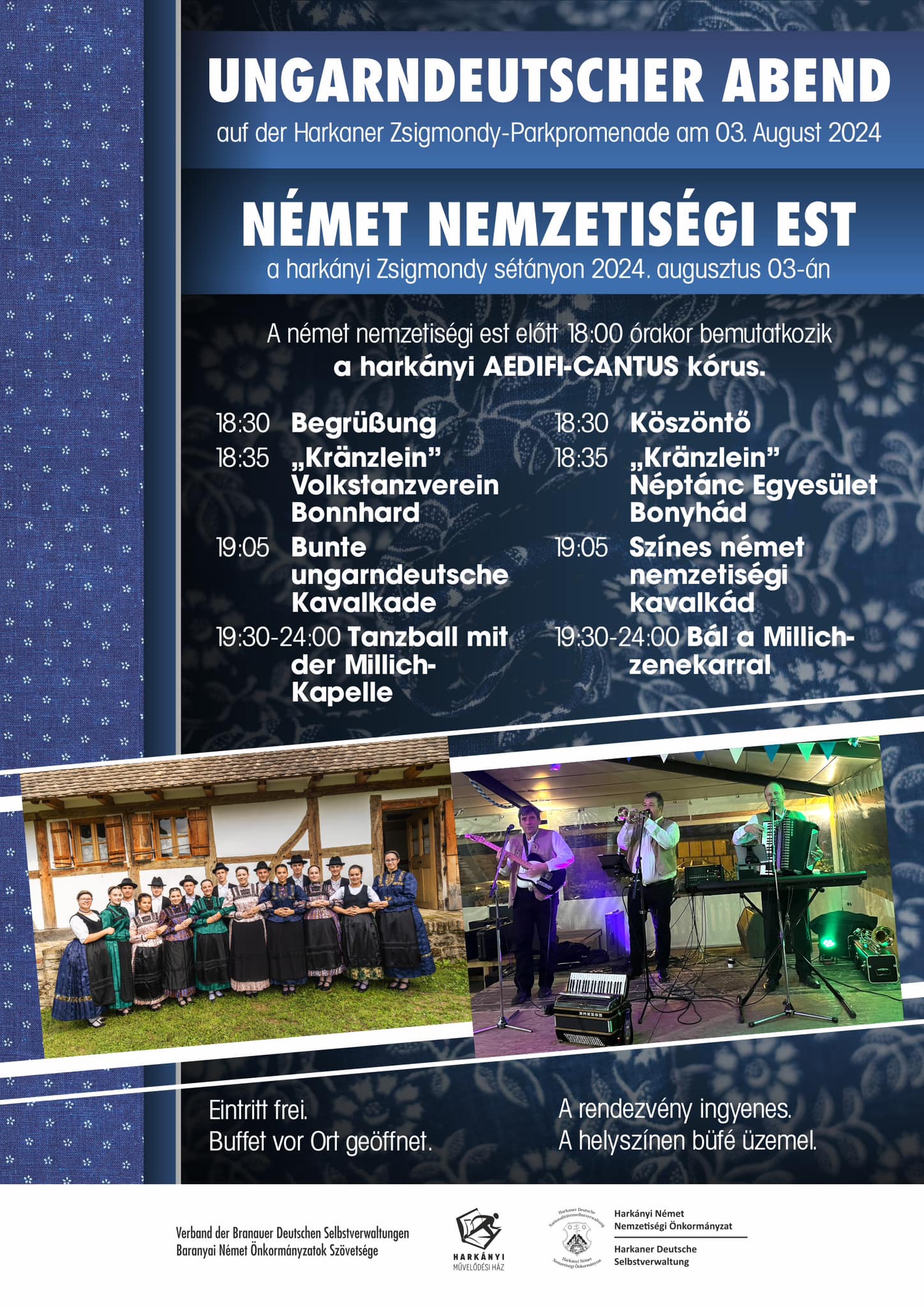 Német nemzetiségi est Harkány, 2024.08.03. - plakát
