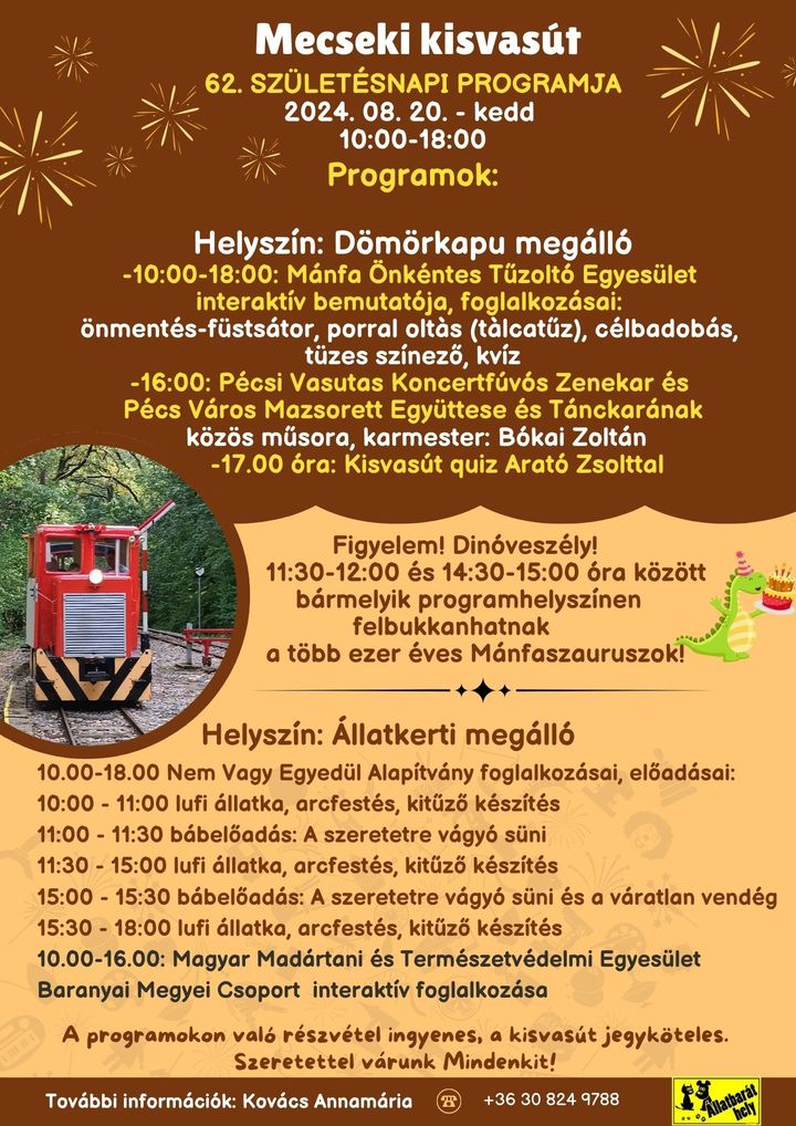 Mecseki Kisvasút születésnapja családi programokkal - 2024.08.20.