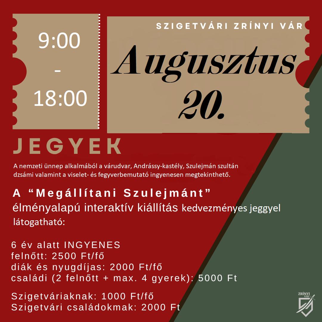 Szigetvár, Zrínyi vár, 2024. augusztus 20. - ingyenes programok