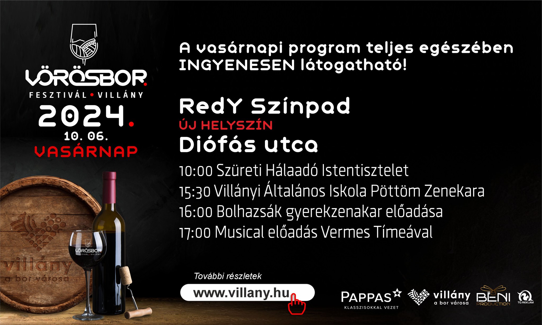 Villányi Vörösbor Fesztivál 2024 - vasárnapi programok (2024.10.06.)