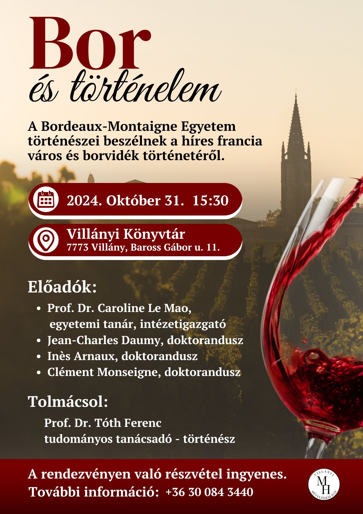 Bor és történelem - előadások Villányban - 2024.10.31.