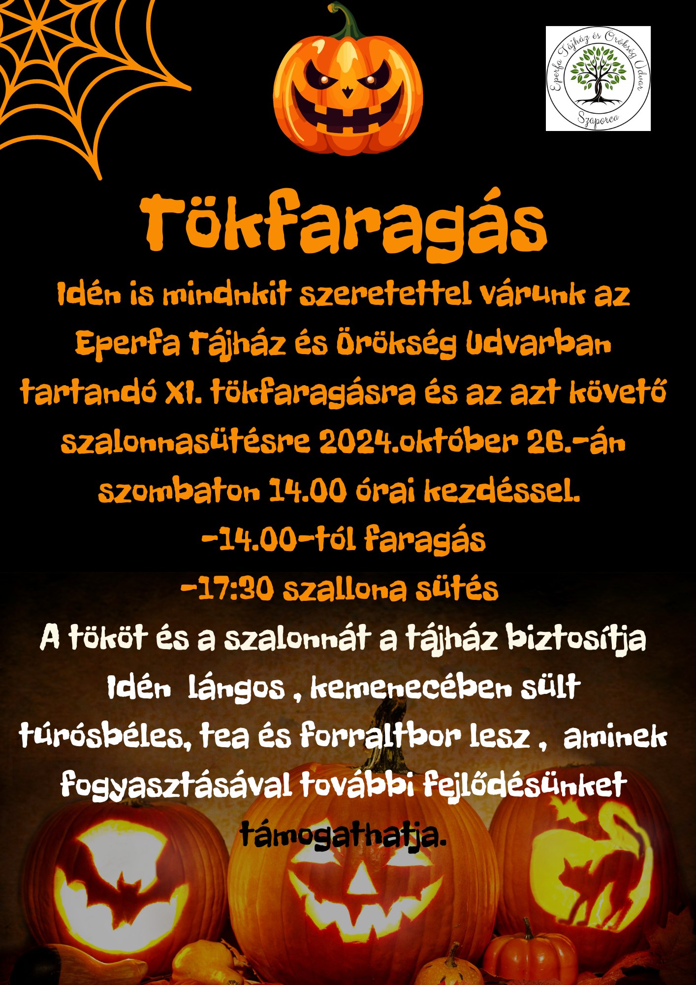 Szalonnasütés és tökfaragás Szaporcán, az Eperfa Tájházban, 2024.10.26.