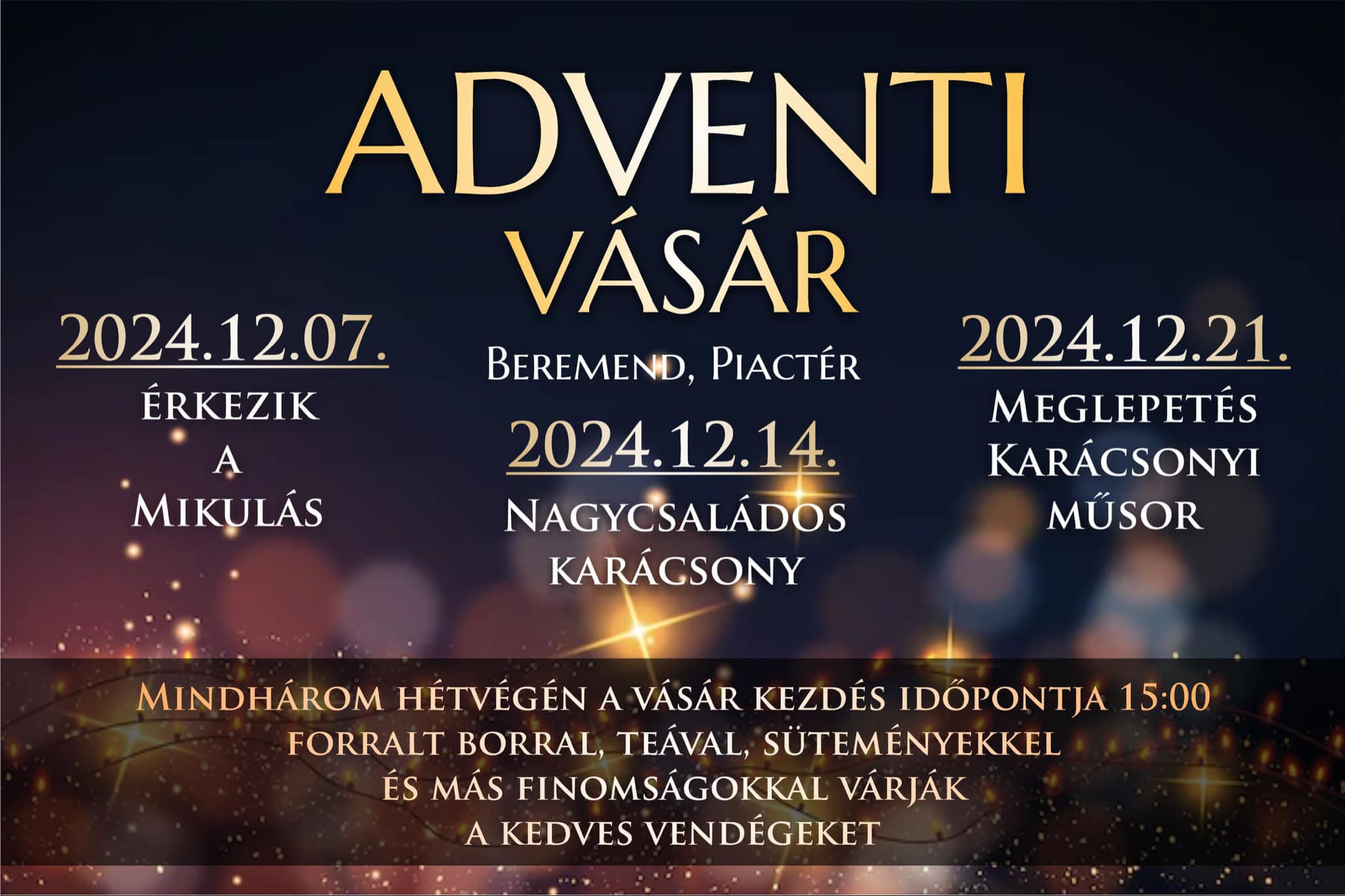 Adventi vásár Beremenden, 2024-ben: Mikulás váró, nagycsaládos karácsony, karácsonyi műsor