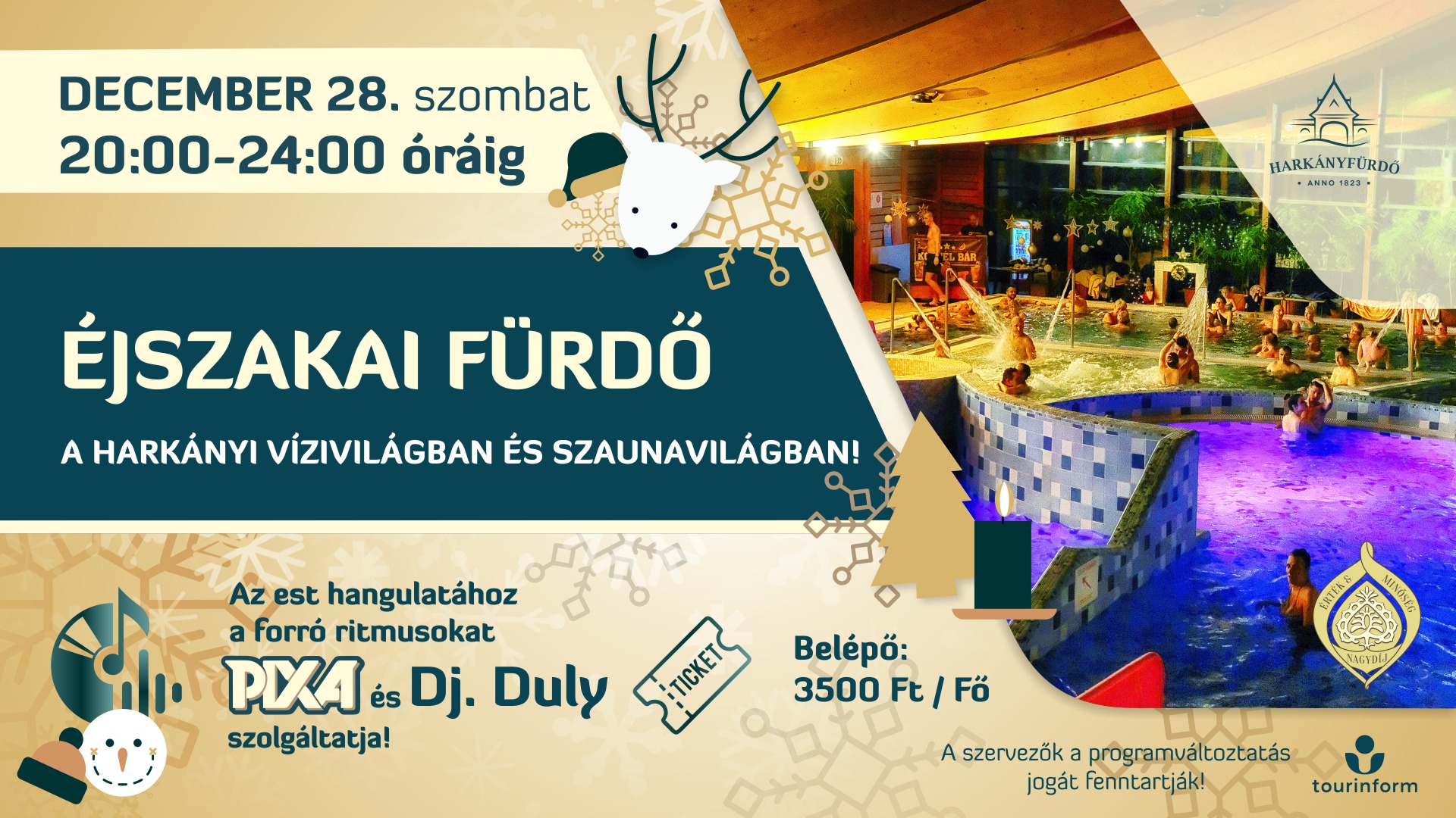 Éjszakai fürdő Harkányban, a Gyógyfürdőben - szilveszteri ráhangolódás - 2024.12.28.