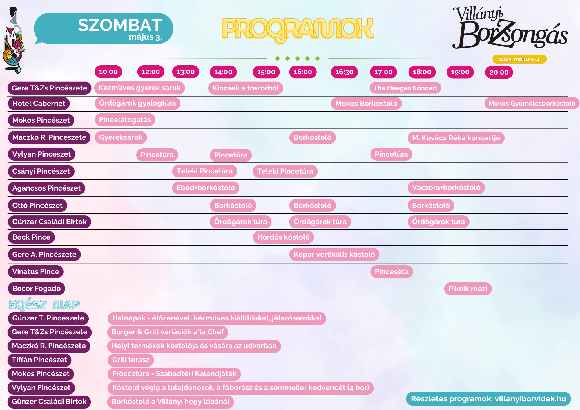 Villányi Borzsongás 2025 - programok - 2025.05.03.