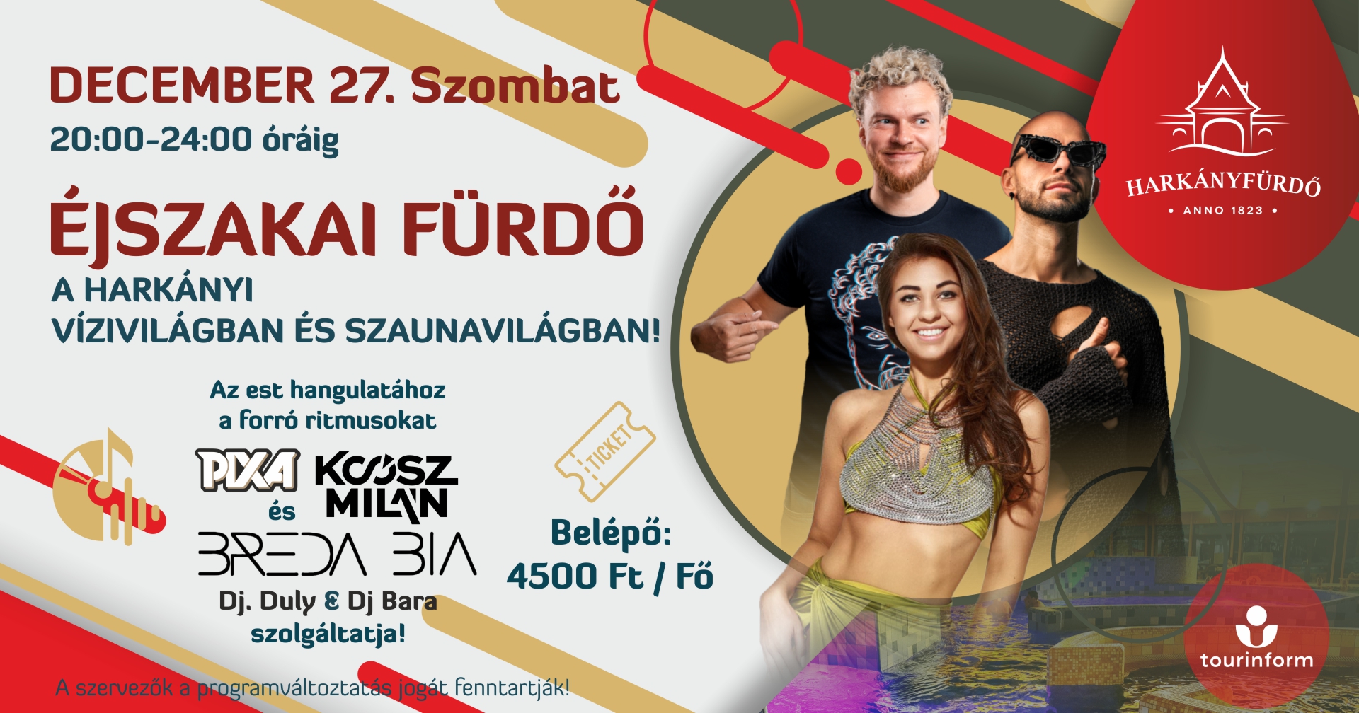 Éjszakai fürdő Harkányban, 2025.12.27., Pixa, Bréda Bia, Koósz Milán