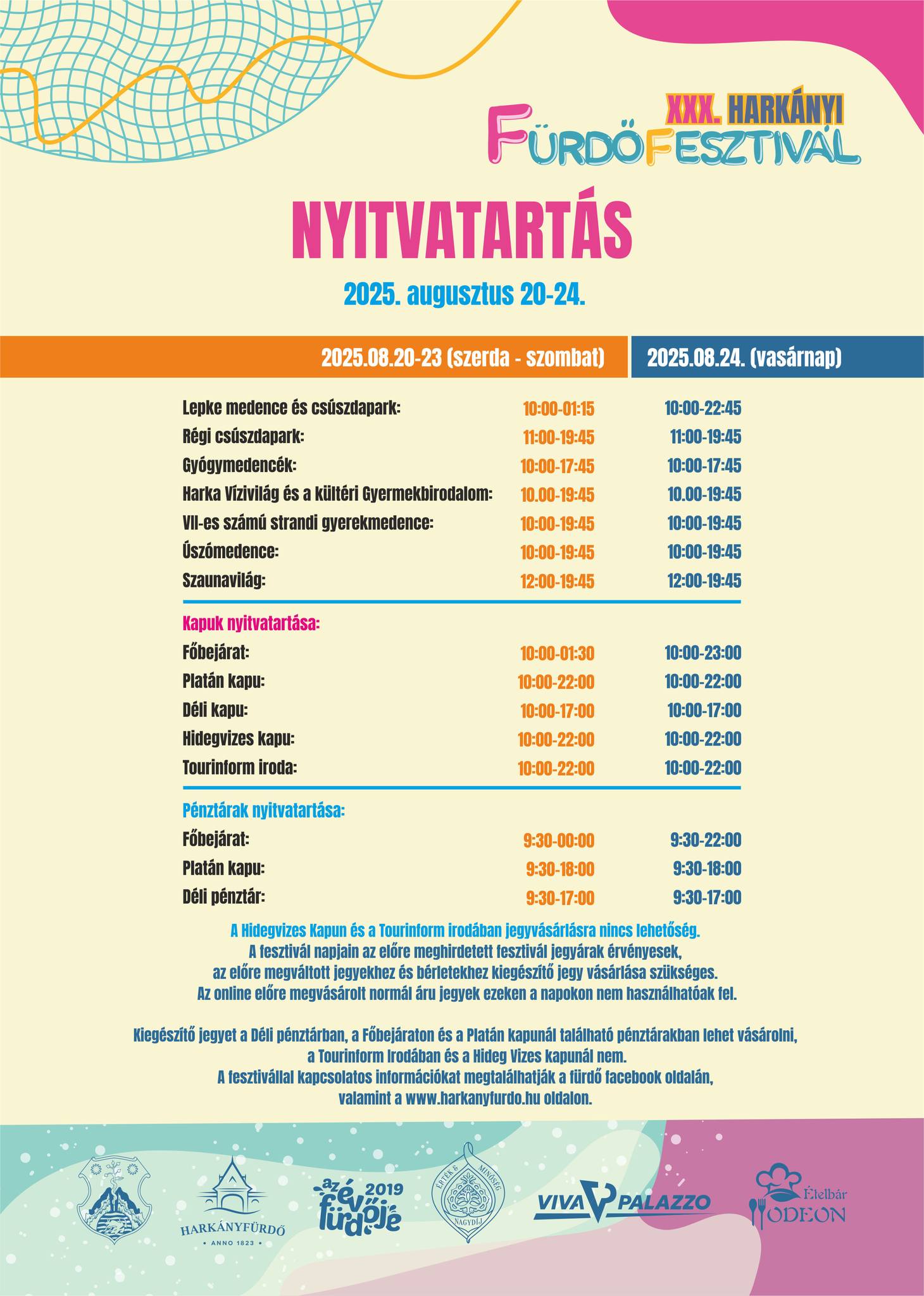 Harkányi strand és gyógyfürdő nyitvatartása - 2025, Fürdőfesztivál