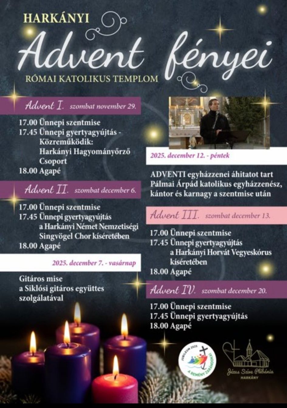 Advent Fényei - a Harkányi Katolikus Plébánia (Jézus Szíve Templom) programsorozata 2025-ben