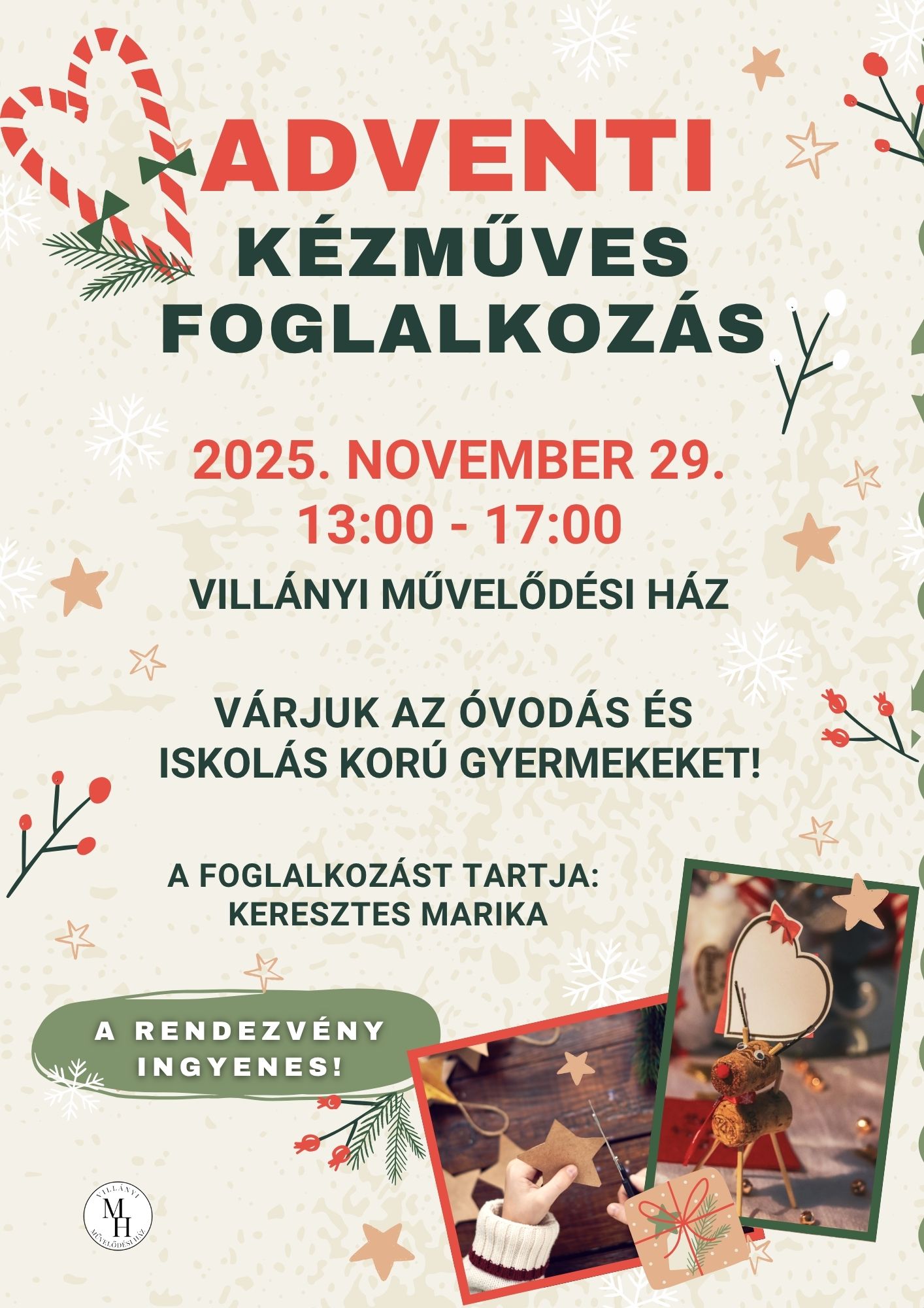 Adventi kézműves foglalkozás Villányban, 2025.11.29.
