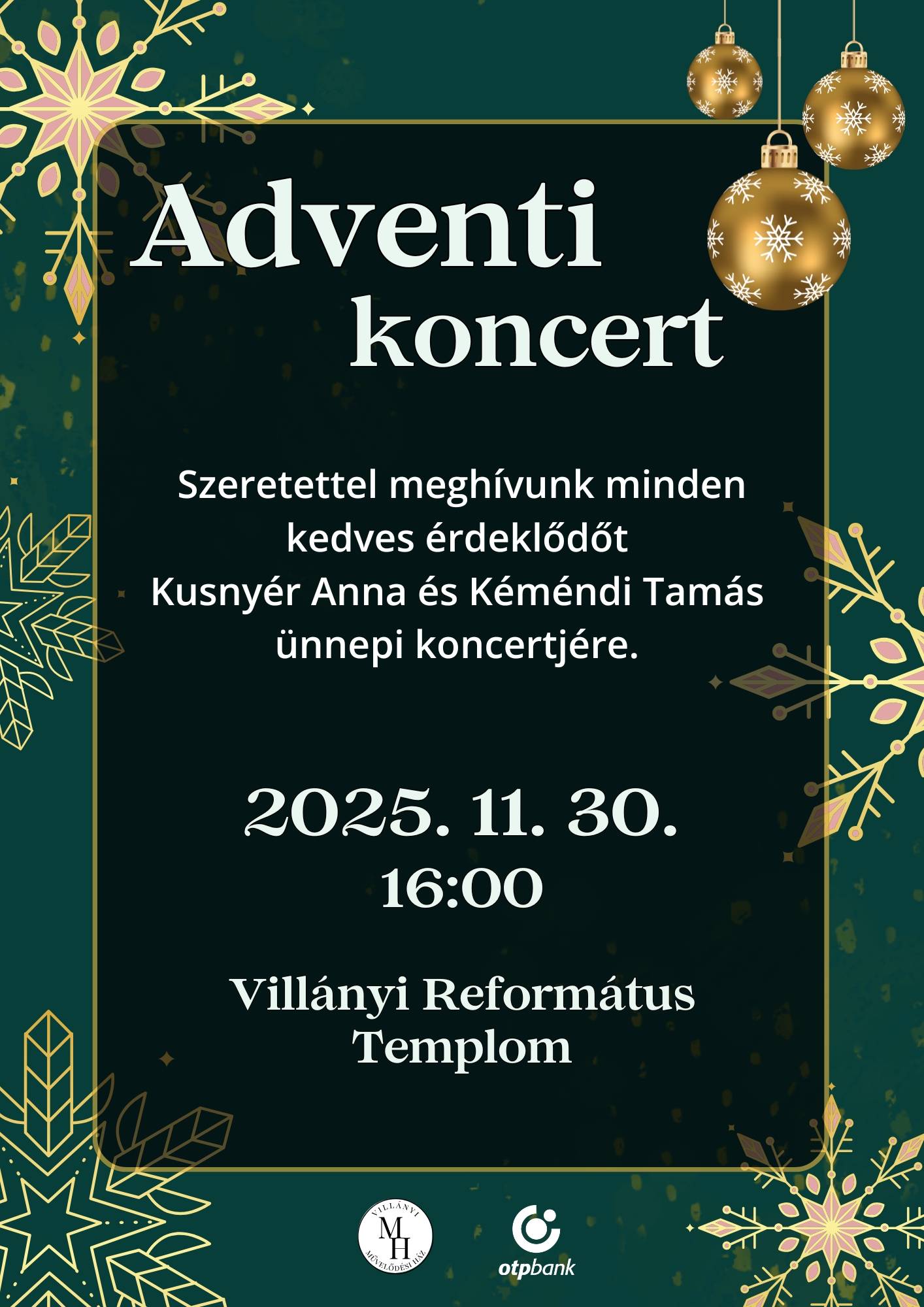 Adventi koncert Villányban, 2025.11.30., Kusnyér Anna, Kéméndi Tamás