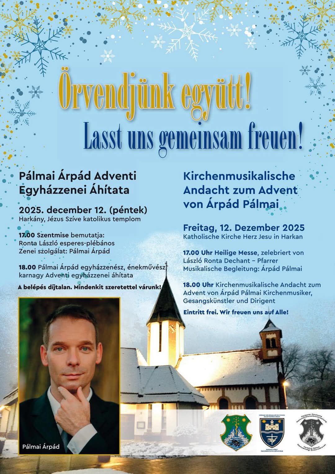 Pálmai Árpád egyházzenei áhítata a Harkányi Jézus Szíve Plébánián, 2025.12.12. 17:00