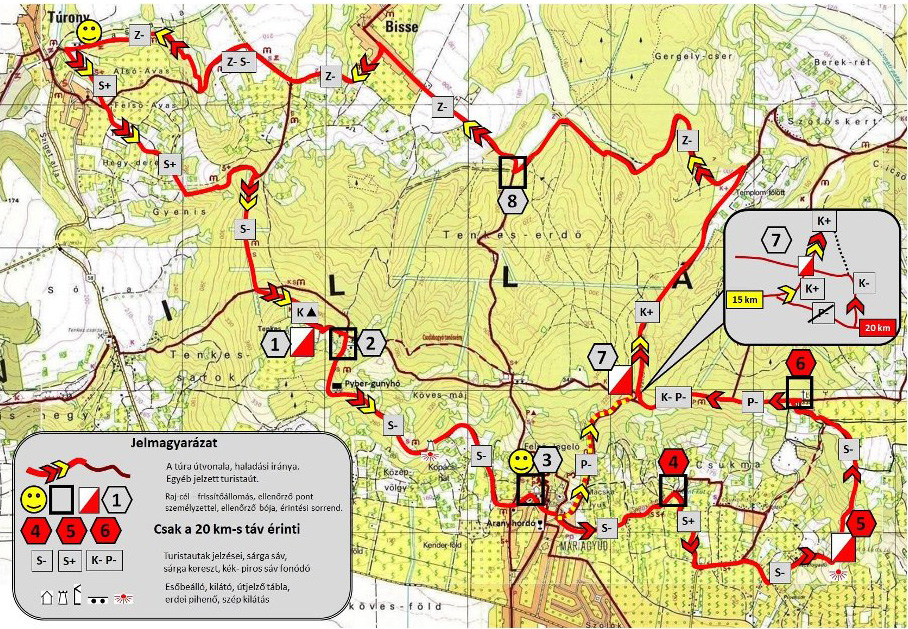 Tenkes Teljesítménytúra 2026 - 15 és 20 km-es táv útvonala