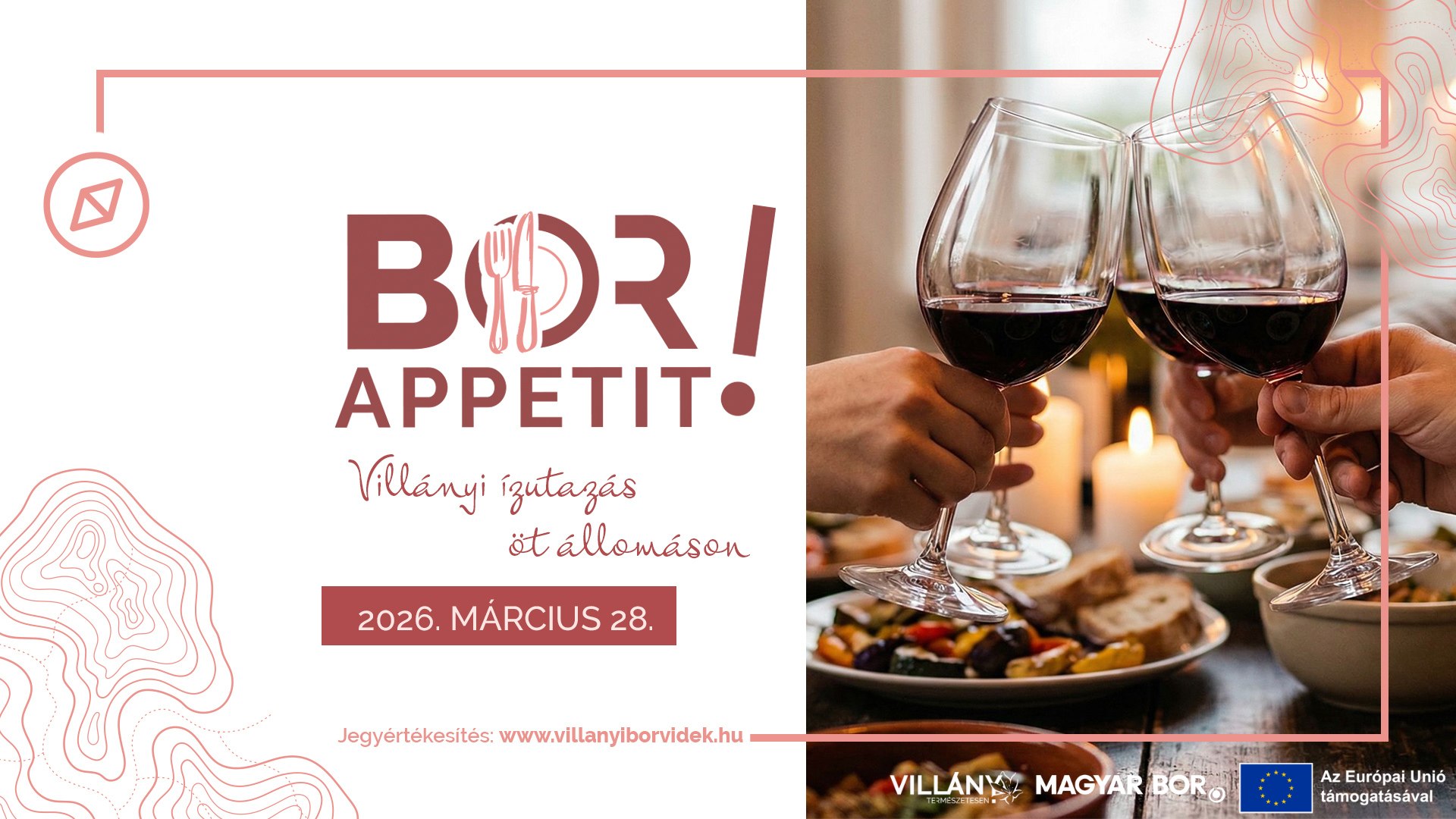 BorAppetit, Villány, 2026.03.28., 5 állomás, borkóstolás, gasztronómia
